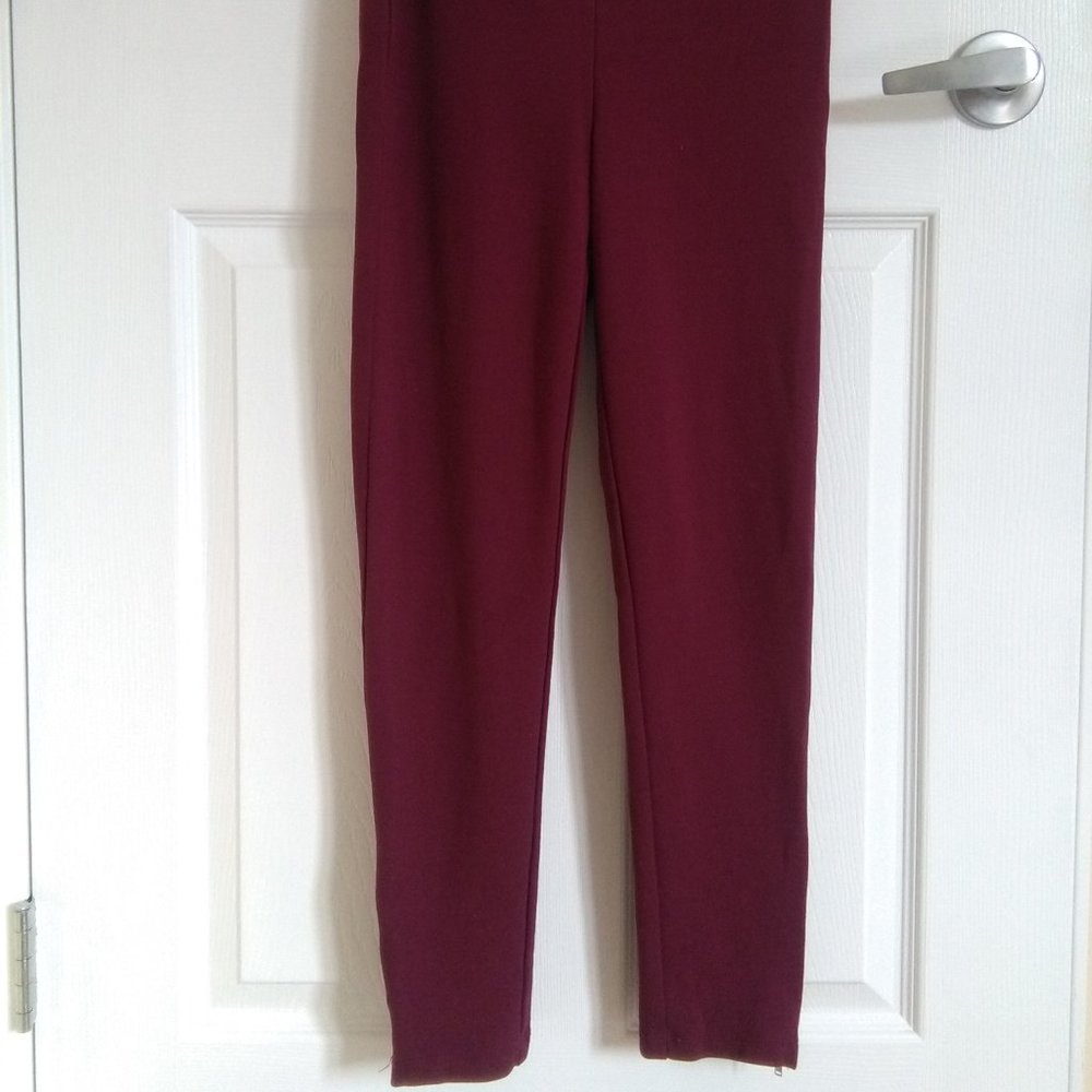 Maroon high waist skinny w. Zipper Detail